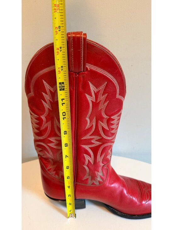 Vintage Tony Lama Red Leather Cowboy Boots Men\'s Size 10 D Black Label USA main image 4